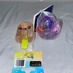StarMaker Squish Pops Glitter Fidget Toy Set Orange Popsicle Purple Duck 2pc NWT